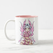 2 Couleurs Tasse "de fée rose de ruban" (Gauche)