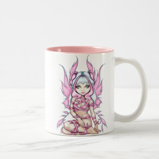 2 Couleurs Tasse "de fée rose de ruban" (Droit)