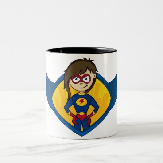 2 Couleurs Tasse de fille de super héros (Centre)