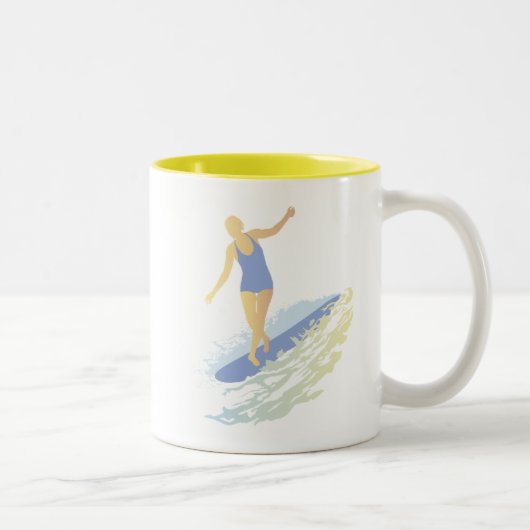 2 Couleurs Tasse de fille de surfer (Droit)