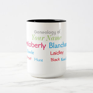 2 Couleurs Tasse de généalogie de trois générations avec