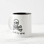 2 Couleurs Tasse de grog de pirate de jolly roger (Devant gauche)