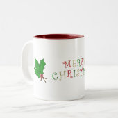 2 Couleurs Tasse de houx de Joyeux Noël (Devant gauche)