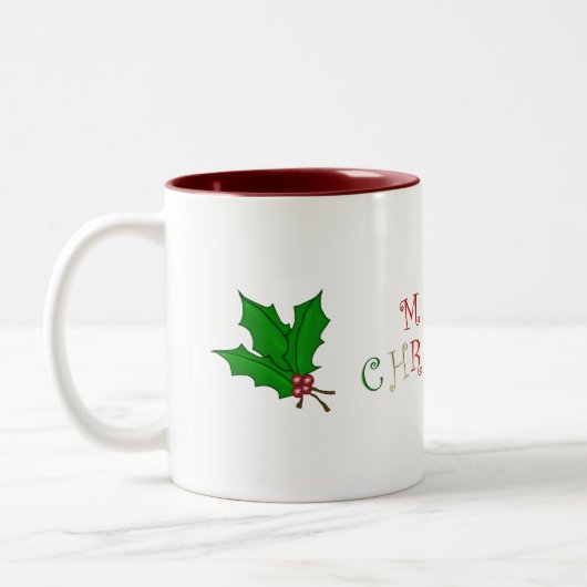 2 Couleurs Tasse de houx de Joyeux Noël (Gauche)