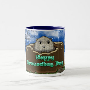 2 Couleurs Tasse de jour de Groundhog, avec Groundhog mignon