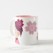 2 Couleurs Tasse de Kokeshi Sakura (Devant gauche)