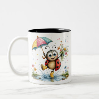 2 Couleurs Tasse de ladybug botanique vintage - Tasse à café