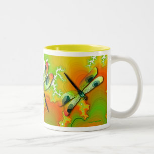 2 Couleurs Tasse de libellules et de fractales