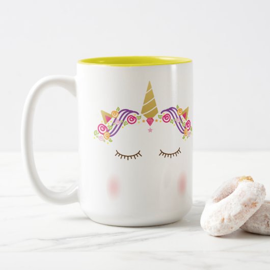 2 Couleurs Tasse de licorne (Avec donut)