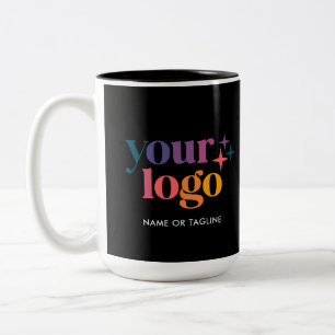 2 Couleurs Tasse de logo d'entreprise personnalisée noire