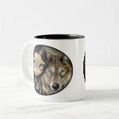 2 Couleurs Tasse "de loup observé par argent" (Devant gauche)