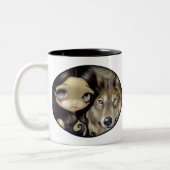 2 Couleurs Tasse "de loup observé par argent" (Gauche)