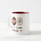 2 Couleurs Tasse de Mahjong d'amour de paix (Devant gauche)