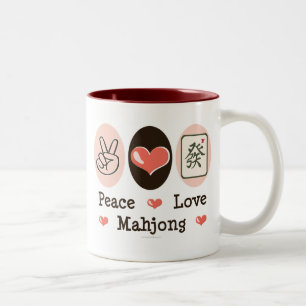 2 Couleurs Tasse de Mahjong d'amour de paix