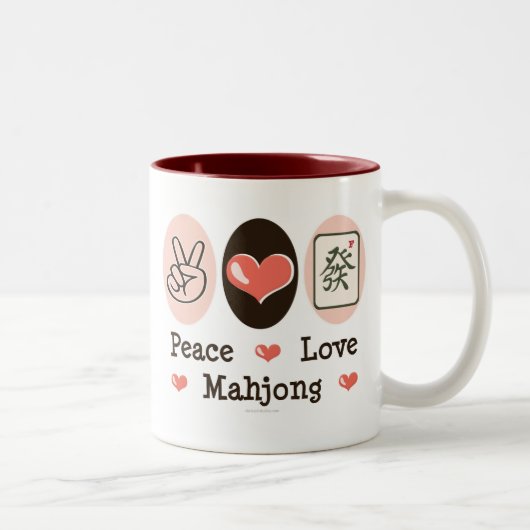 2 Couleurs Tasse de Mahjong d'amour de paix (Droit)