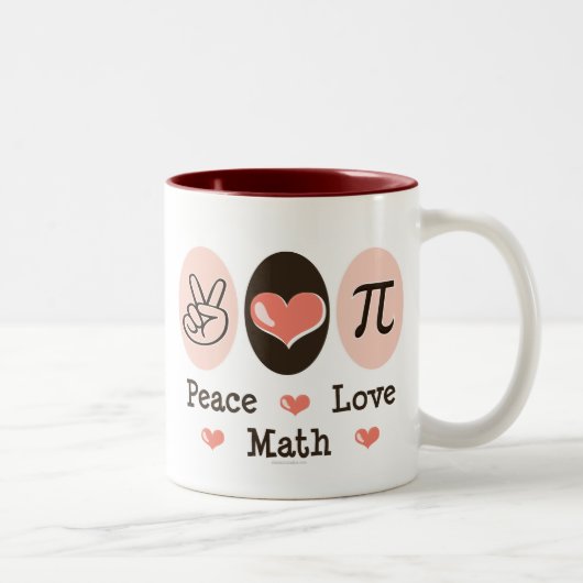 2 Couleurs Tasse de maths d'amour de paix (Droit)