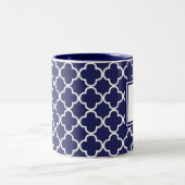 2 Couleurs Tasse de monogramme de Quatrefoil de bleu marine (Centre)