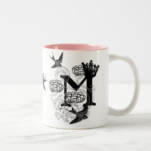 2 Couleurs Tasse de monogramme "M" avec la couronne et les