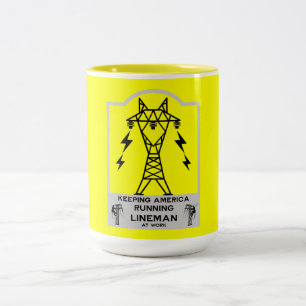 2 Couleurs Tasse de Monteur Drôle – Cadeau de Monteur de Lign
