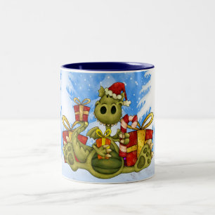 2 Couleurs Tasse de Noël - dragon mignon de Noël