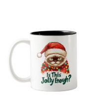 Tasse de Noël drôle de chat grincheux Cadeau