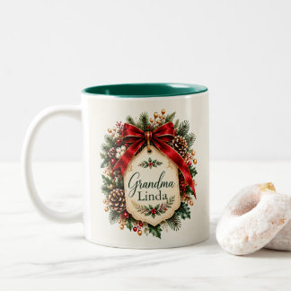 2 Couleurs Tasse de Noël personnalisée pour grand-mère | Nom