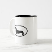 2 Couleurs Tasse de noir de silhouette de teckel (Devant gauche)