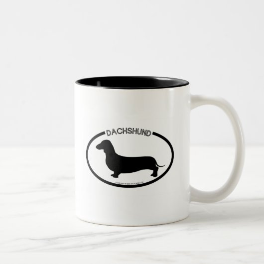 2 Couleurs Tasse de noir de silhouette de teckel (Droit)