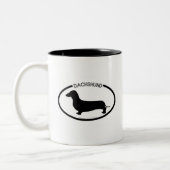 2 Couleurs Tasse de noir de silhouette de teckel (Gauche)
