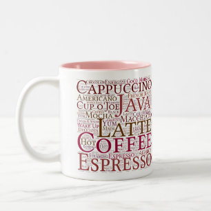 2 Couleurs Tasse de nuage de mot de la typographie de l'amant
