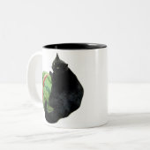 2 Couleurs Tasse de pastèque de chat noir (Devant gauche)