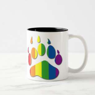 2 Couleurs Tasse de patte d'ours d'arc-en-ciel
