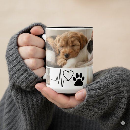 2 Couleurs Tasse de photo d'animal de compagnie avec empreint