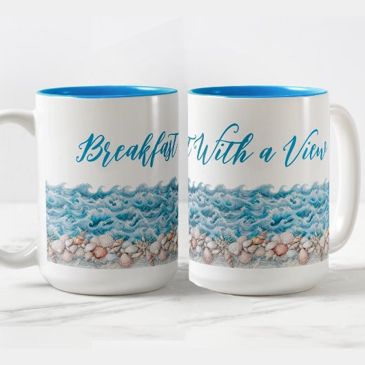 2 Couleurs Tasse de plage Petit-déjeuner avec vue