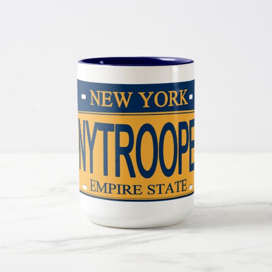 2 Couleurs Tasse de plaque d'immatriculation NY TROOPER NY (Centre)