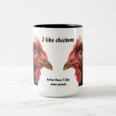 2 Couleurs Tasse de poulet - j'aime des poulets (Centre)