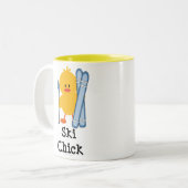 2 Couleurs Tasse de poussin de ski (Devant gauche)