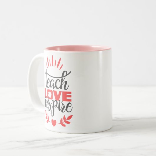 2 Couleurs Tasse de professeur - enseignez l'amour inspirent (Devant gauche)