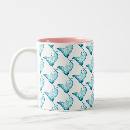 2 Couleurs Tasse de rayon de Manta, cadeau orienté d'océan (Gauche)