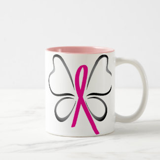 2 Couleurs Tasse de ruban de papillon de cancer du sein