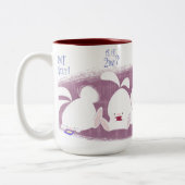 2 Couleurs Tasse de service de mini-messages de lapins (rose) (Gauche)