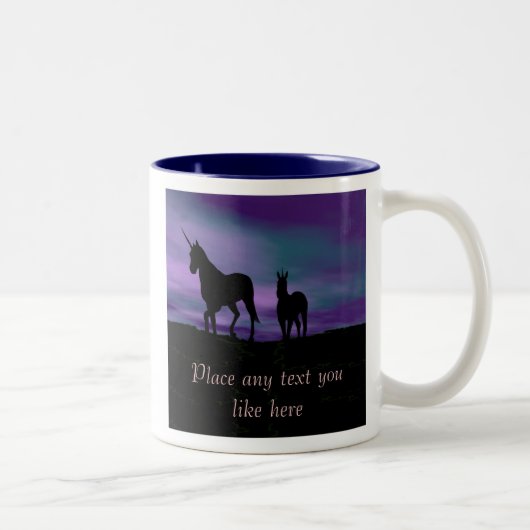 2 Couleurs Tasse de Siluet de licornes (Droit)