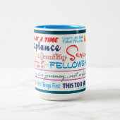 2 Couleurs tasse de slogans de récupération en 12 étapes 25z3 (Centre)