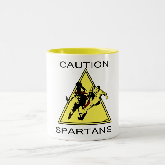 2 Couleurs Tasse de Spartans de précaution (Centre)