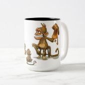 2 Couleurs Tasse de spectacle de marionnettes de singe (Devant droit)