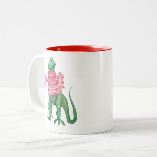 2 Couleurs Tasse de Sweatersaurus-Rex (Devant gauche)