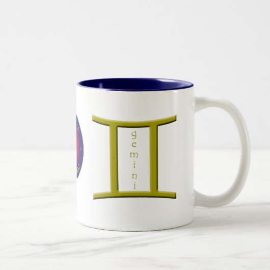 2 Couleurs Tasse de symbole de zodiaque de Gémeaux (Droit)
