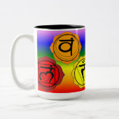 2 COULEURS TASSE DE SYMBOLE DU YOGA REIKI SEPT CHAKRA. (Gauche)
