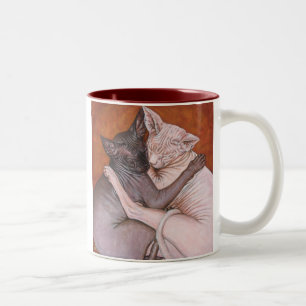 2 Couleurs Tasse de temps de petit somme de chats de chat de