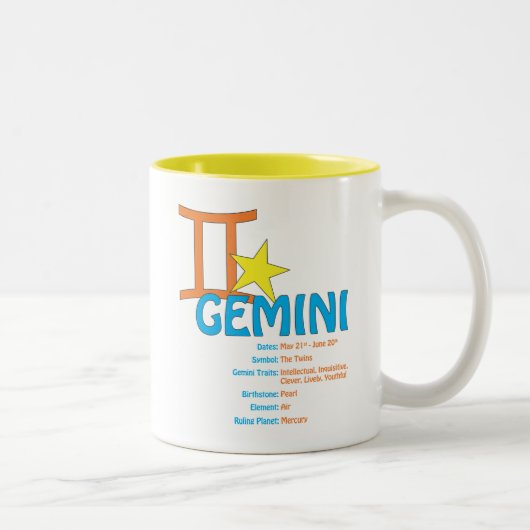 2 Couleurs Tasse de traits de Gémeaux (Droit)